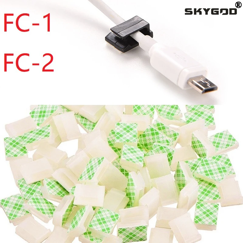 

10/50pcs FC-1 FC-2 Cable Clamps Car Cord Clip Self Adhesive Mount Wire Tie Fix Holder Line Organizer Management White Black