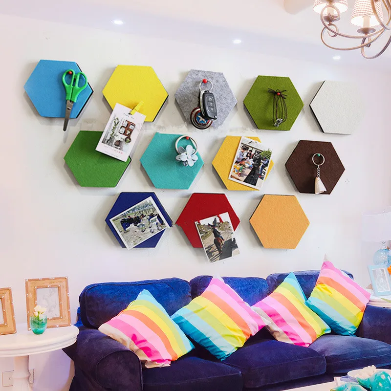 

Self-Adhesive 3D Wall Sticker Hexagonal Wall Sticker Factory Direct Supply Soundproof Background Felt Message Board Photo Wall