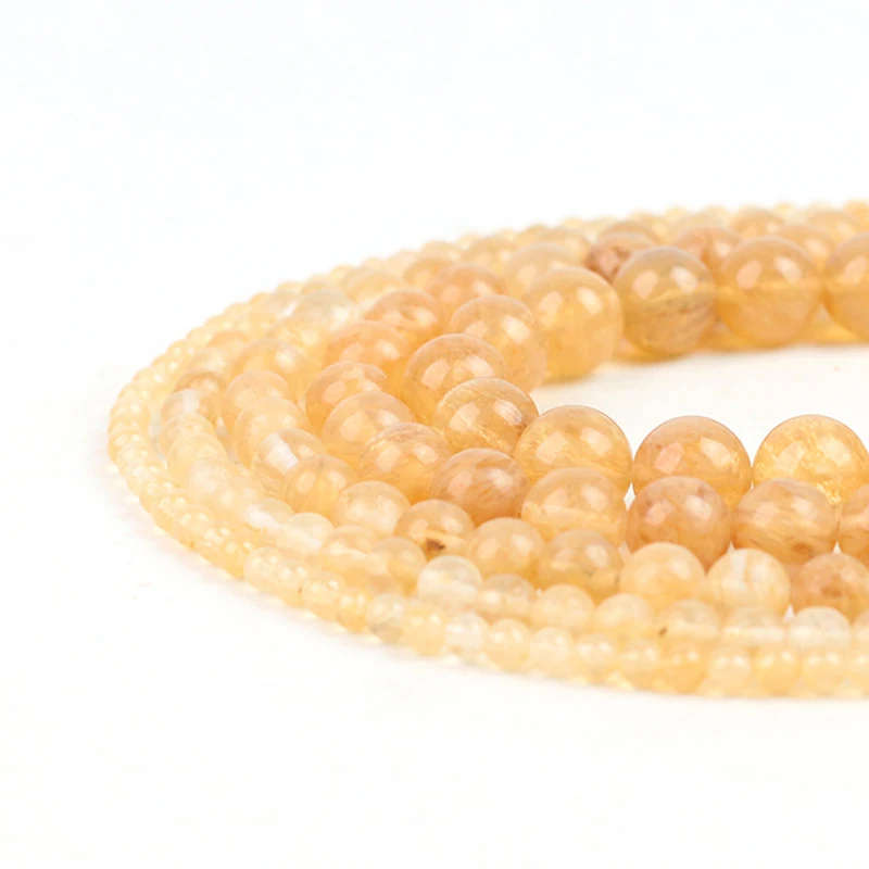 

Wholesale Natural Stone Yellow Watermelon Crystal Round Loose Beads For Jewelry Making DIY Bracelet Accessories 4 6 8 10 12MM