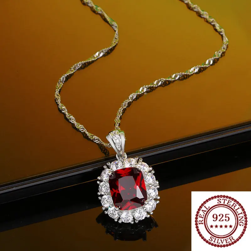 

Европейский и американский высококлассные свадебные украшения, Женский изысканный кулон с рубином, Стерлинговое Серебро 925 пробы, роскошный элегантный аксессуар, подарок