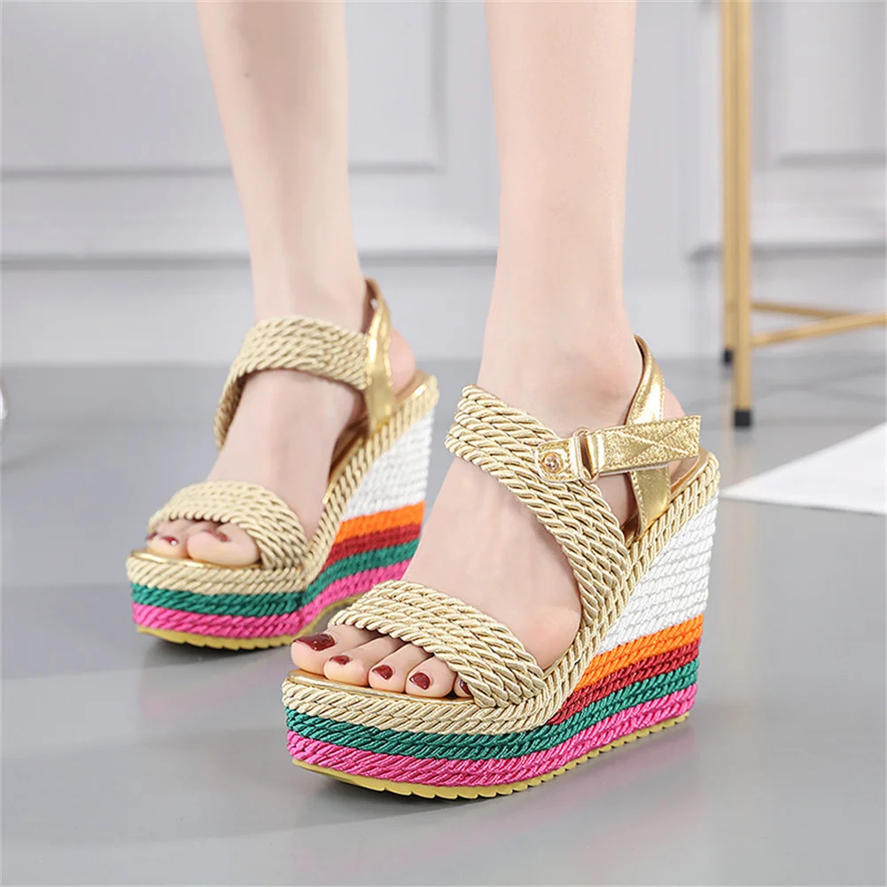 

KarinLuna Dropship 2022 Summer Platform Wedges Mixed Colors High Heeled Women's Sandals Shoes Office Lady Comfy Woman Shoes