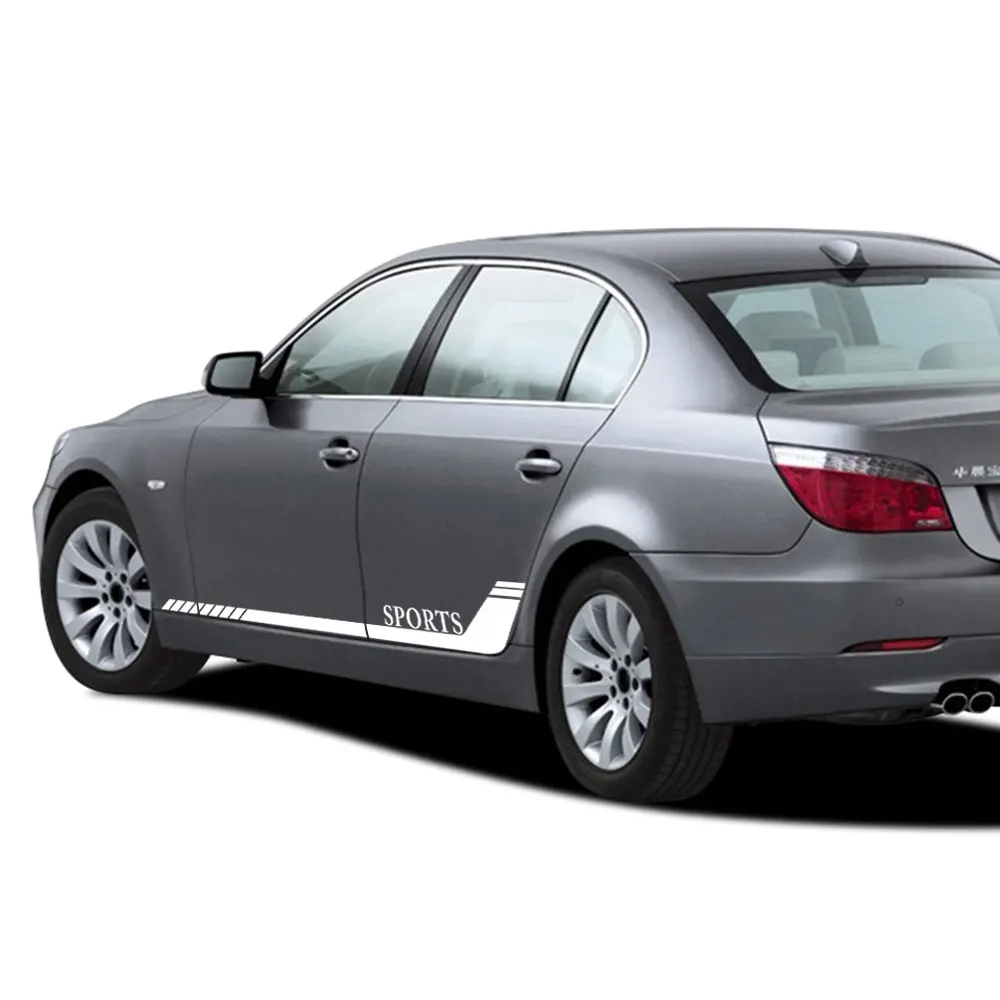 

2pcs Racing Sport Stripes Door Side Skirt Decal Sticker for Mitsubishi Toyota Audi VW Benz Fiat BMW ...