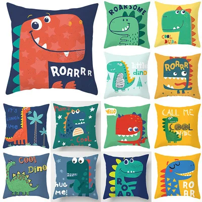 

Pillowcase Boy Gift Cartoon Dinosaur Throw Pillow Cover Funny Dino Pillow Case Home Decor for Bedroom Living Room 18x18 Inch