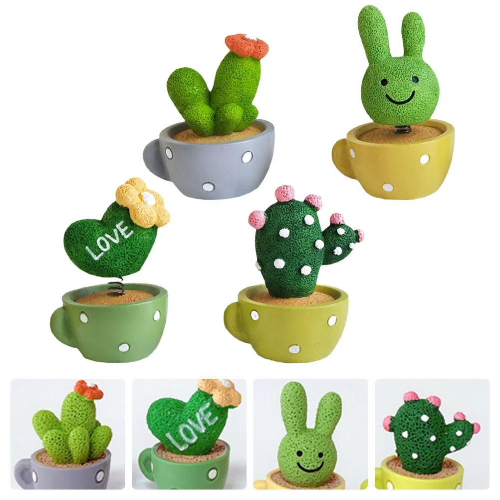 

Head Shaking Car Ornament Pottedresin Miniature Succulents Interior Mini Centerpieces Table Party Succulent Artificial Greenery