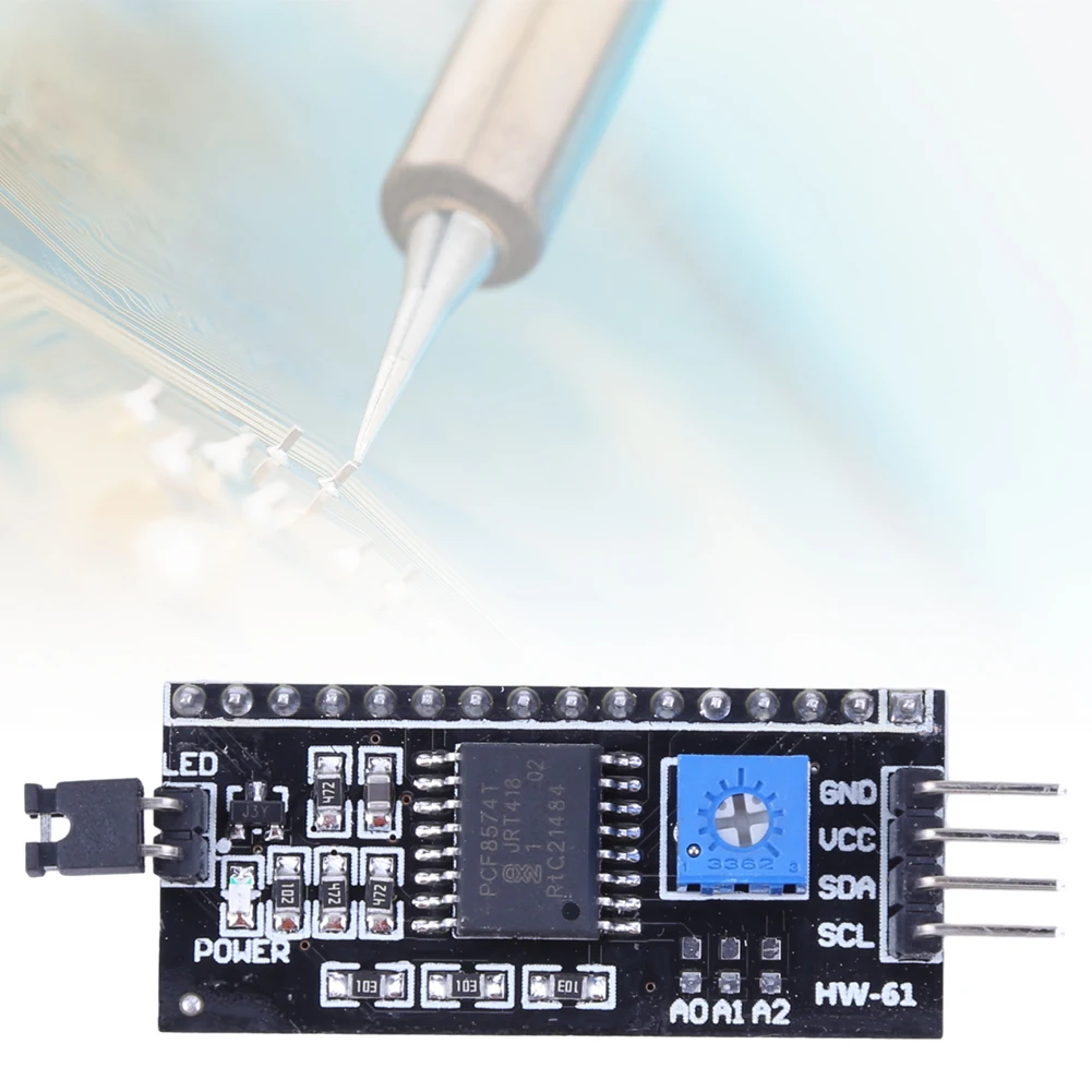 Фото Модуль адаптера ЖК-дисплея PCF8574 IIC I2C LCD1602 2004 с последовательным интерфейсом IIC 5В для Arduino и деталей роботов №2