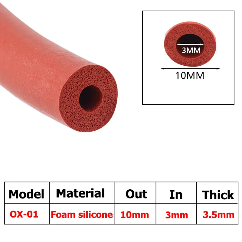 

1 метр оранжевый силиконовый шланг, термостойкий пенопластовый силиконовый шланг ID 3-13 мм, губчатая втулка низкой плотности, уплотнительное кольцо, резиновое уплотнение
