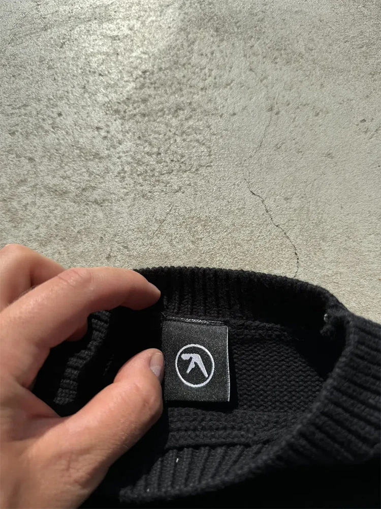 Мужской свитер Y2K Aphex Twin Knit Logo пуловеры большого размера готический джемпер