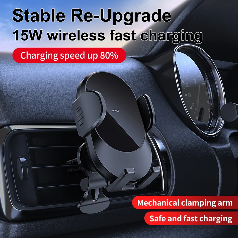 

15W Car Phone Holder Wireless Charger Car Mount Air Vent Mount Infrared Induction QI Fast Charger For iPhone Xiaomi Huawei W7
