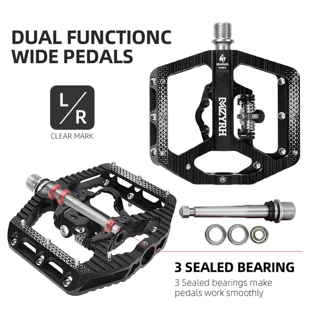 Two Usages Bicycle Pedal 2 In 1 With Free Cleat For SPD System MTB Road Aluminum Anti-slip Sealed Bearing Lock Accessories 5