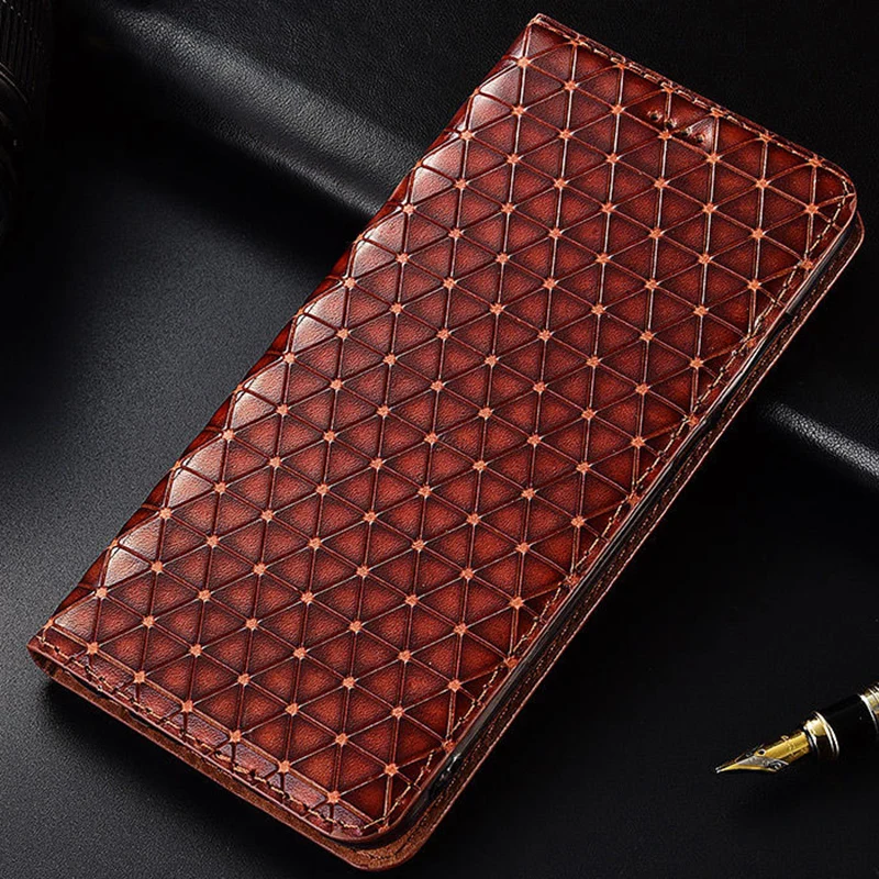 genuine leather case for infinix hot 9 10 10i 10t 10s nfc 11 11s play pro rhombus texture magnetic flip cover phone wallet case free global shipping