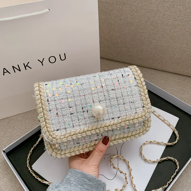 

Женская модная Роскошная брендовая сумка через плечо с блестками и металлической цепочкой, сумка-мессенджер, косметичка для свидания вечер...