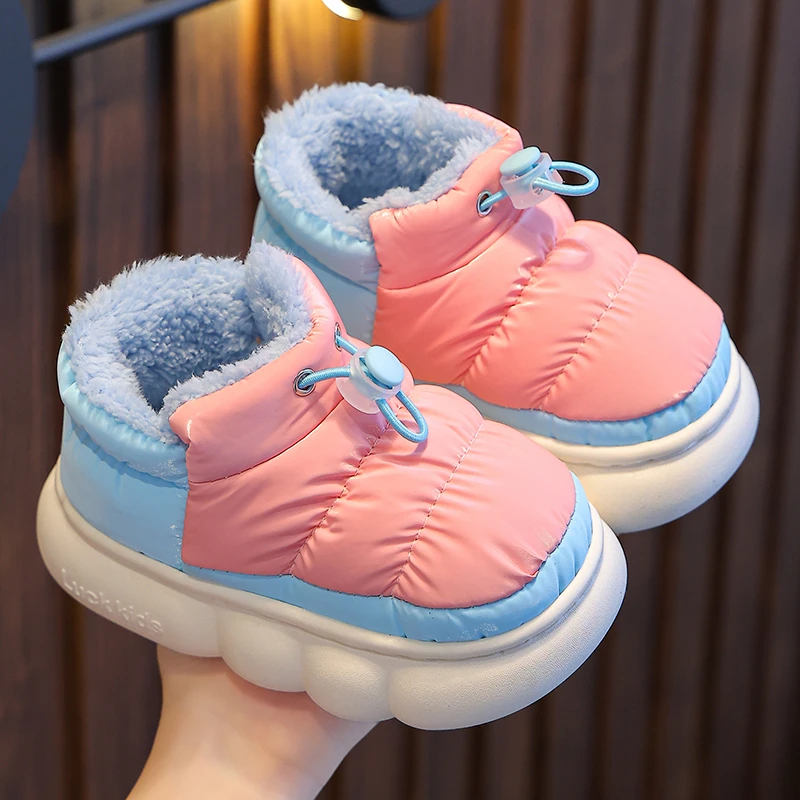 

Winter Kids Boots Cartoon Cute Slippers Warm Waterproof Non-slip Girl Home Indoors Ankle Boot Boy Baby Parent-Child Cotton Shoes