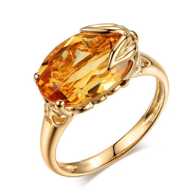 

New Fashion Nsi Niche Cold Wind Simple Rings for Women Citrine Ring Banquet All-match Luxury Wedding Jewelry Girlfriend's Gifts