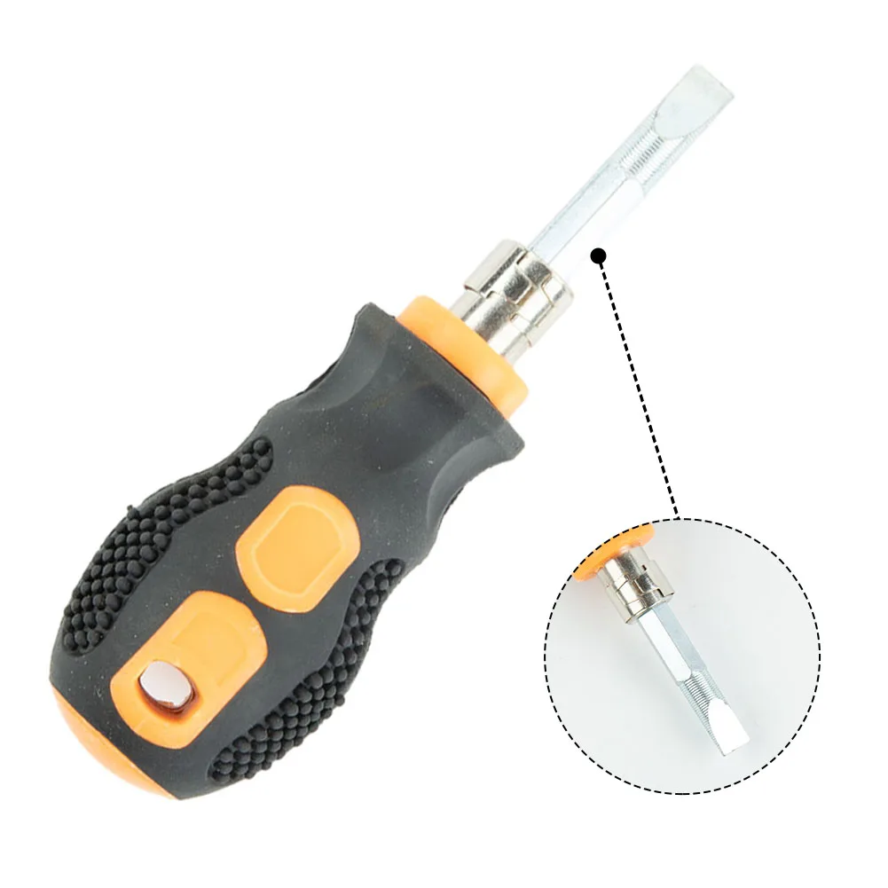 

1Pcs Screwdriver Short Handle Screwdriver Hand tool Handle Metal+Rubber Mini Portable Precision Screwdriver Short
