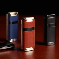 retro old fashioned leather induction lighter double arc charging creative windproof gift lighter for boyfriend cigar lighter