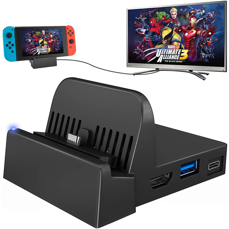 

Portable Mini Switch TV Docking Station Charging Stand Replacement For Nintendo Switch Dock Set, Compact Switch To HDMI With Ext