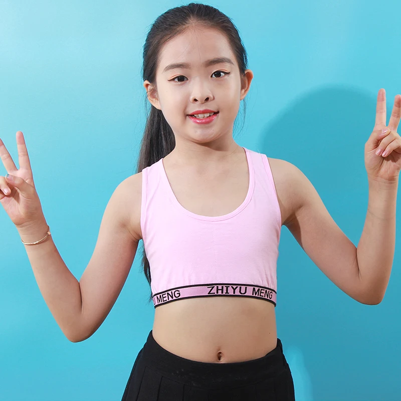 

5pcs/lot Girls Bra Cotton/Spandex Racerback Training Underwear Summer Sport Girl Bras Young 8-14 Years