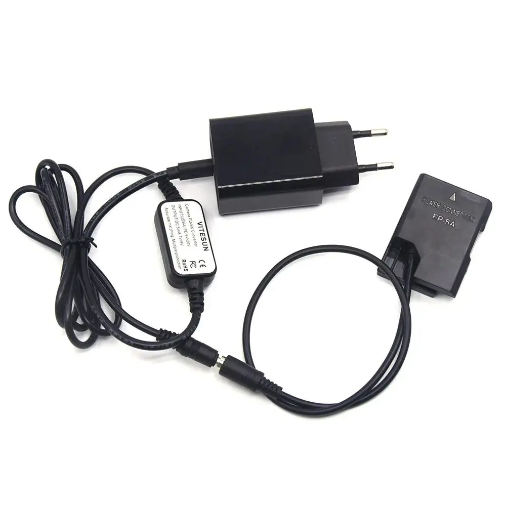 PD 3.0 Зарядное устройство USB C Кабель питания EP-5A Соединитель постоянного тока EN-EL14 Комплект фиктивных аккумуляторов для Nikon D3100 D3200 D5100 D5200 P7000 P7800 (art.: 3920d2fc38ff0) - 3920d2fc38ff0