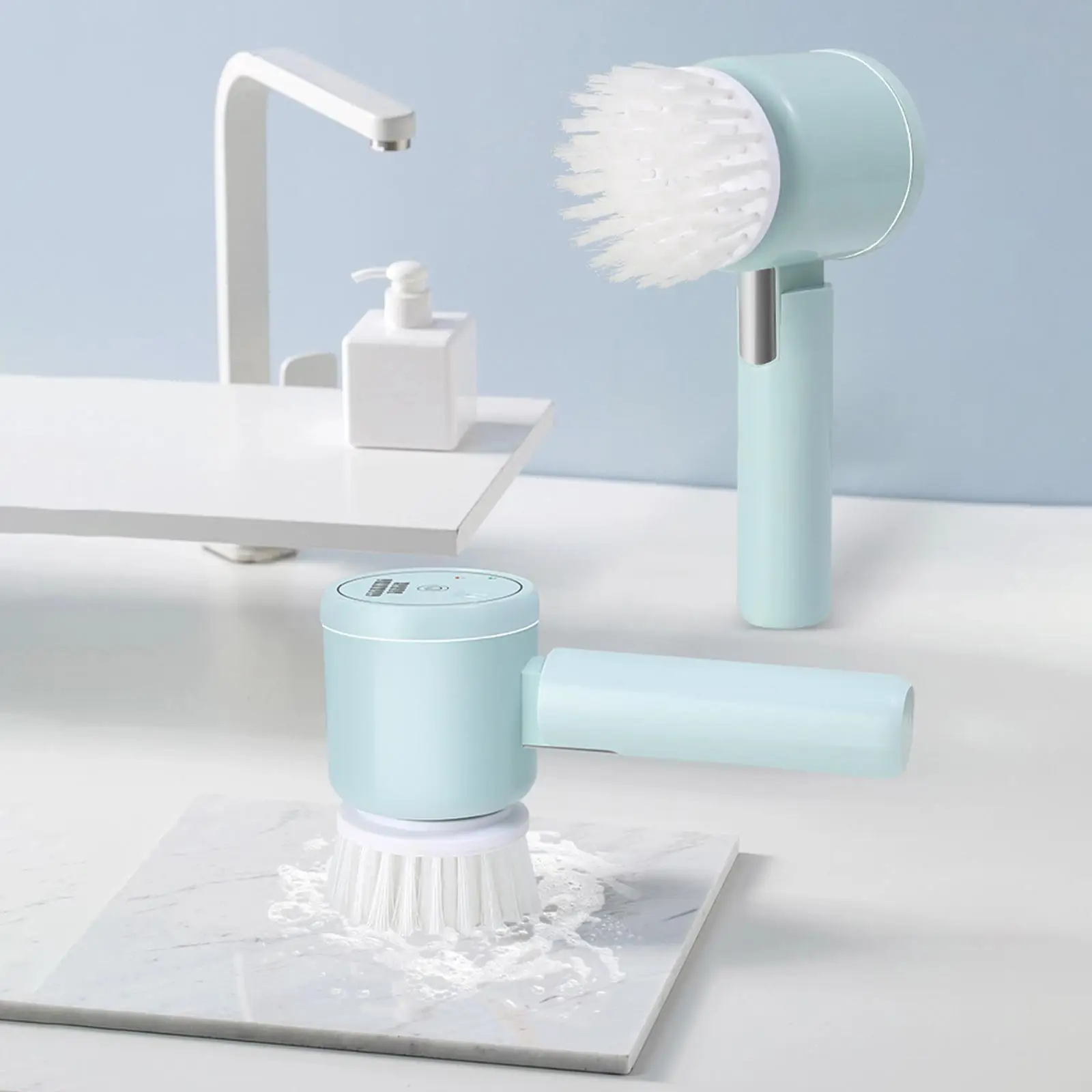 

New Wireless Electric Cleaning Brush Handheld Dishwashing Brush Home Labor Saving Cleaning Brush 3 Types Brush Head USB Charging