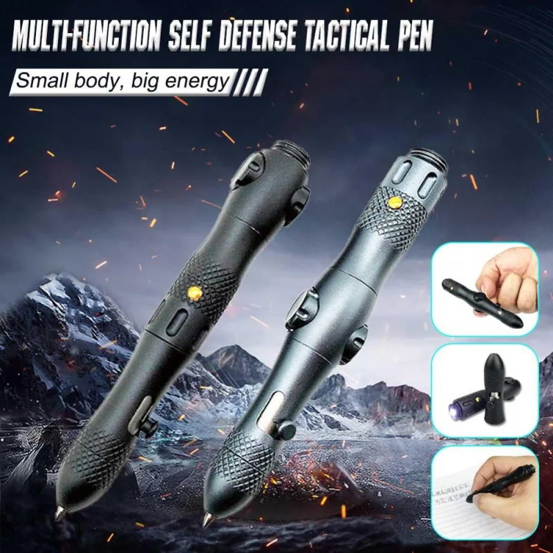 

Multifunction Self Defense Tactical Pen with LED Light Emergency Glass Breaker Outdoor Survival EDC Tool Camping Security Tools