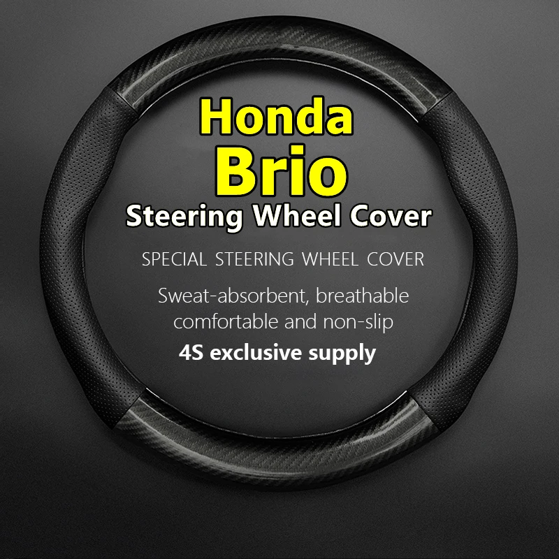 

For Honda Brio Steering Wheel Cover Genuine Leather Carbon Fiber Fiber Leather
