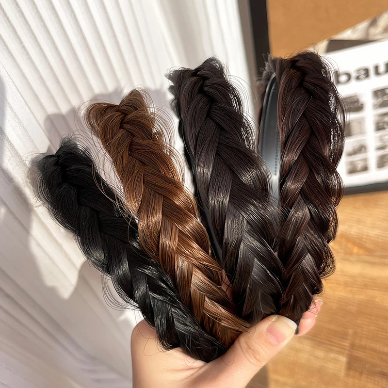 

Simple Korean Wig Twist Headbands Wide Fishbone Braids Hair Hoop Women Artificial Fishbone Style Hairband Hair Styling Tools