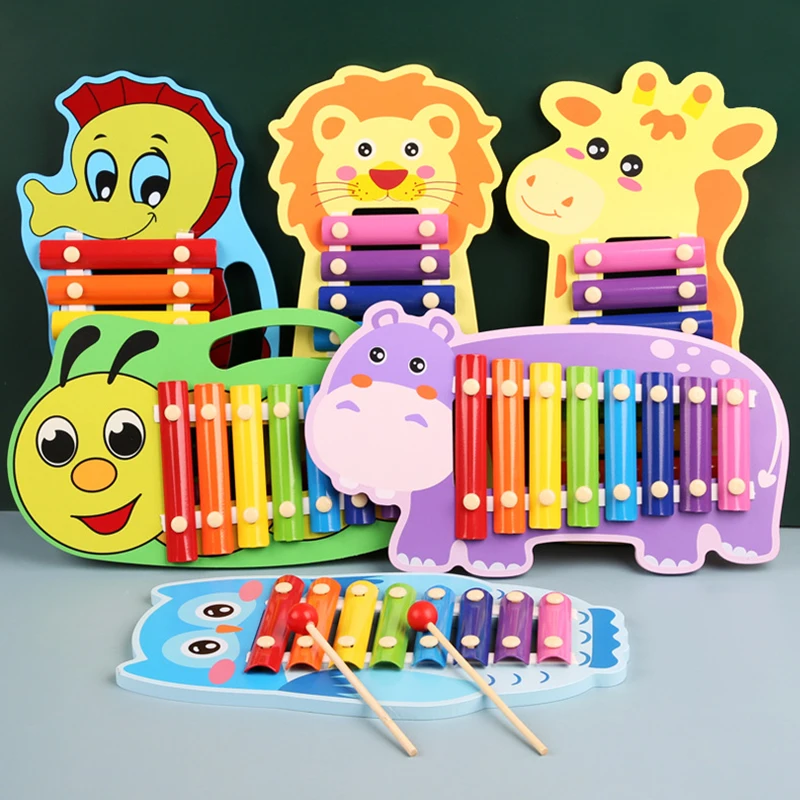 Juguetes musicales para niños, instrumento de xilófono de madera para desarrollo de la sabiduría temprana, juguetes educativos para niños