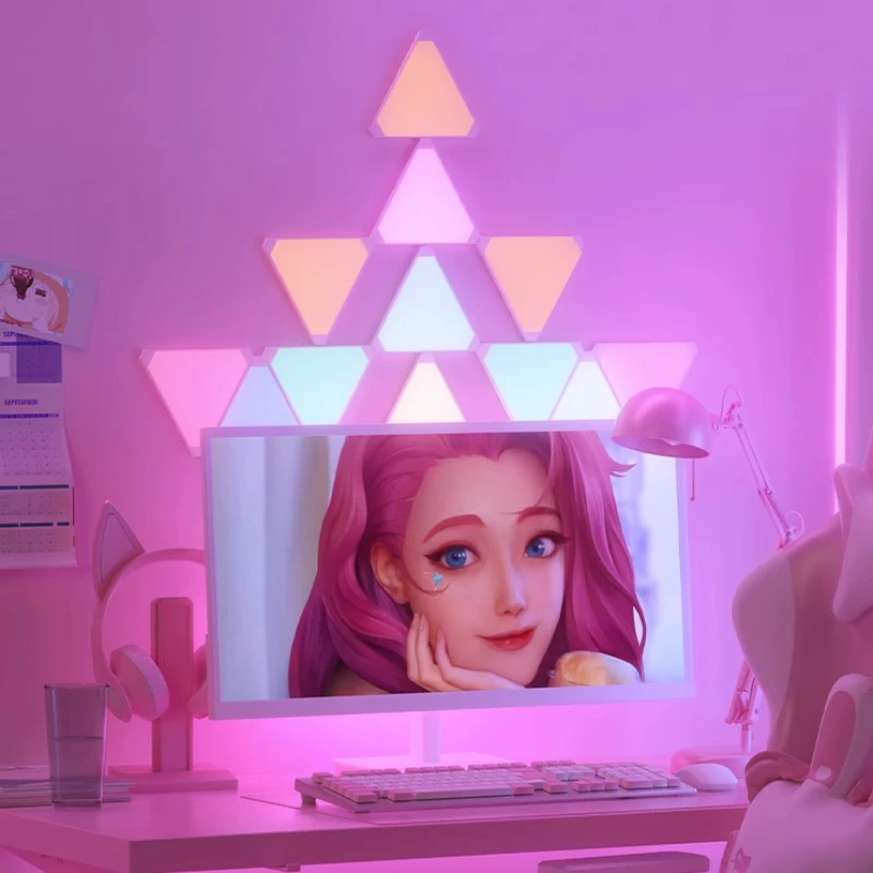 

9mm LED Triangle Wall Light USB Night Light RGB Ambient Light Remote Control Indoor Game Room Bedroom Bedside Decorative Light