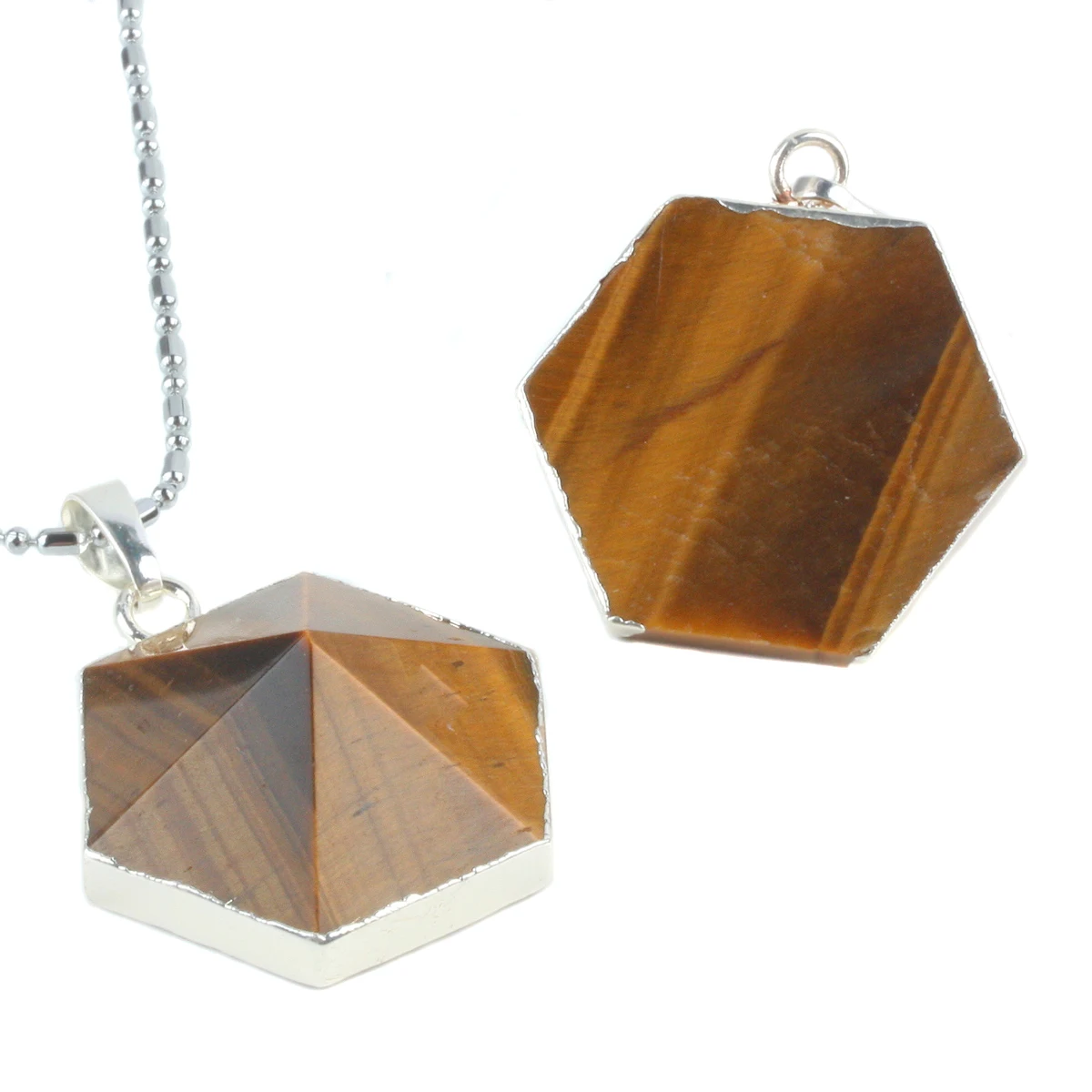 

SUNYIK Hexagon Pointed Cone Stone Crystal Healing Chakra Pendant Fit Women Jewelry Necklace