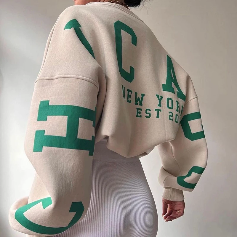 

Women Hoodies Letter Printing Women's Sweatshirt Fleece Long Sleeve Female Pullover Autumn Winter Streetwear Lady Sweatshirts