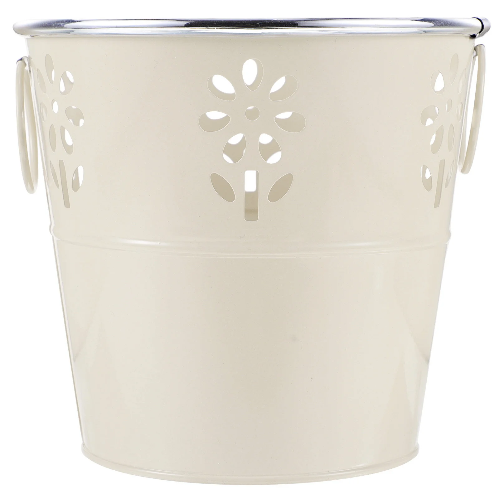 

Iron Flower Bucket Vintage Handle Planter Flowerpot Vase Hollow Flower Bucket