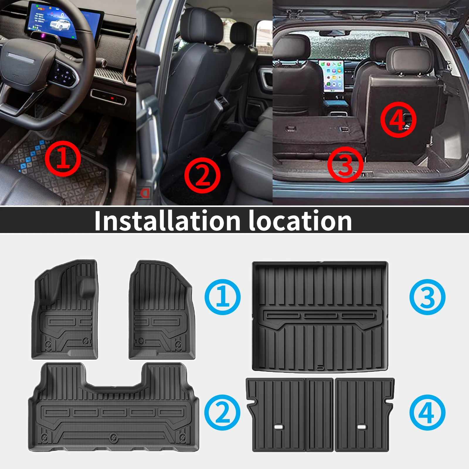 Фото Экологичные коврики из TPE для салона и багажника BAIC BJ30 2024-2027 (левый руль), нескользящие, пылезащитные (не для праворульных авто) №2