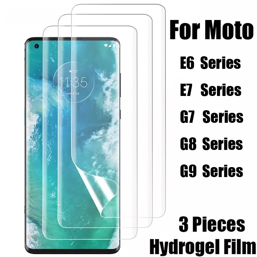

Защитная пленка для экрана Moto E6 E7 Plus Play, Гидрогелевая пленка с полным покрытием для Motorola G7 G8 G9 Play Power Plus G10 G100 G200, 3 шт.