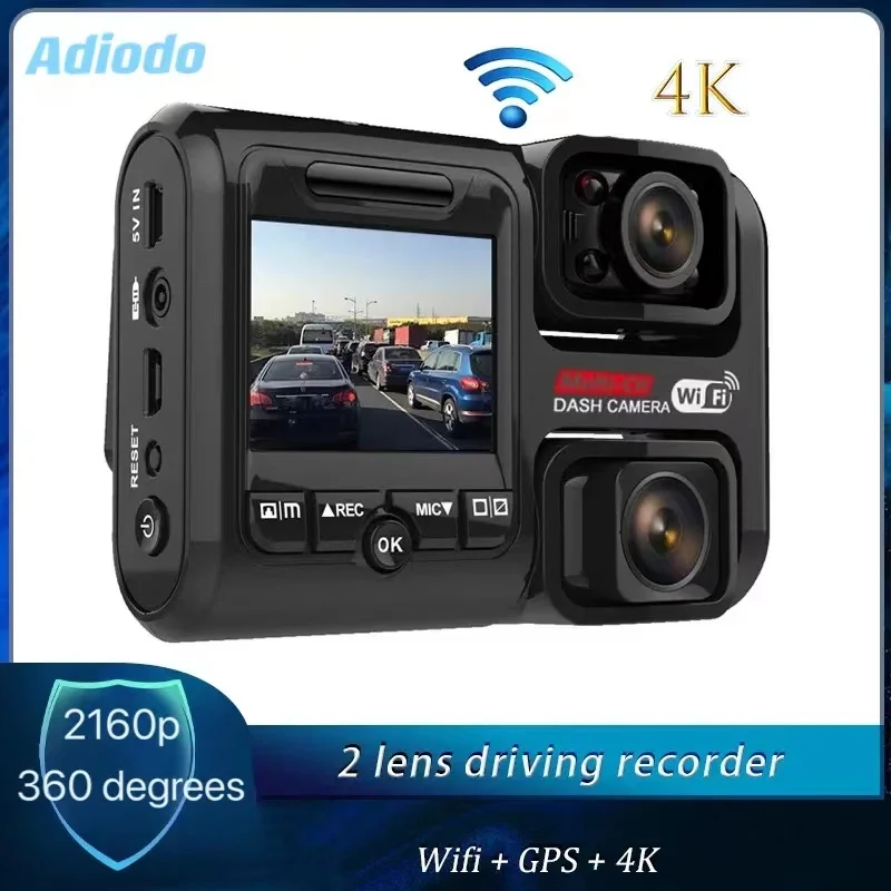 

4K 2160P WIFI GPS ADAS Logger Dual Lens Car DVR Novatek 96663 Chip Sony IMX323 Sensor Night Vision Dual Camera Dash Cam Recorder