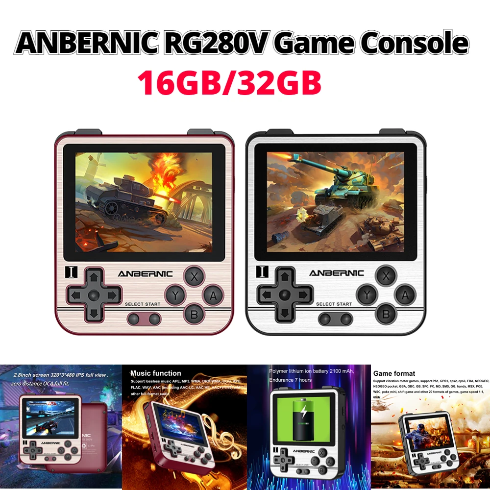 

Карманная игровая Ретро консоль ANBERNIC RG280V, 2,8 дюйма, IPS, портативный игровой мини-плеер 16 Гб 128 ГБ, портативная игровая консоль для видео