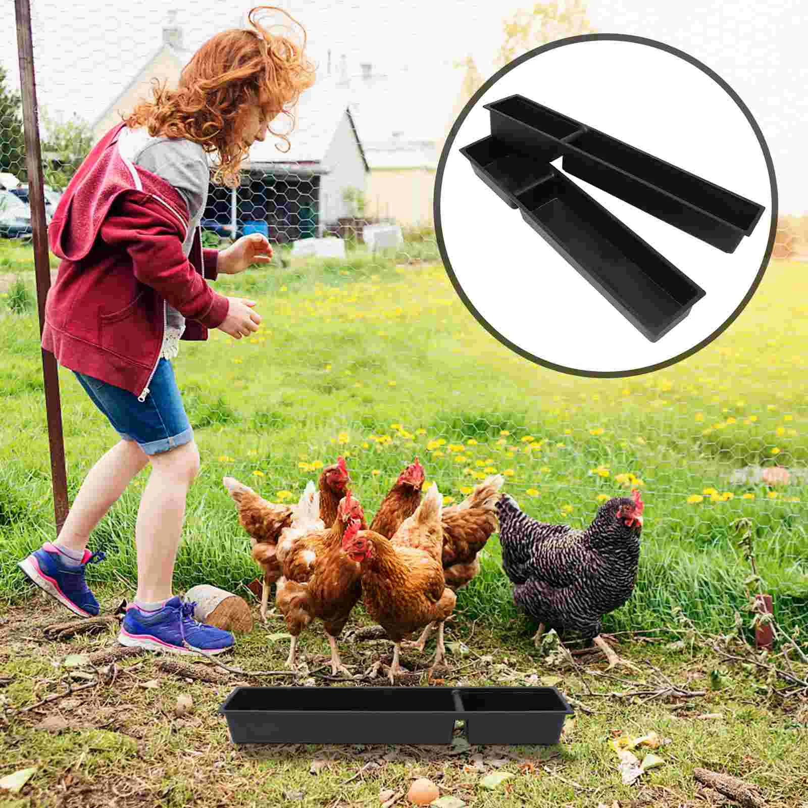 

2 Pcs Cage Tray Chicken Feeders Large Chicken Feeder Food Box Chicken Feed Cup Plastic Poultry Feeding Trough Poultry Feeder