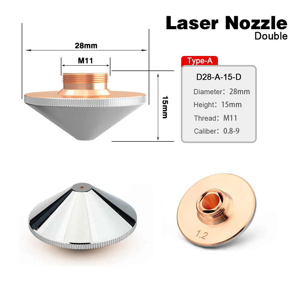 

10 шт. лазерные насадки для осейзера D28 M11 D32 M14, одиночные двухслойные хромированные насадки для лазерной головки Raytools Precitec WSX BOCI Bodor HANS