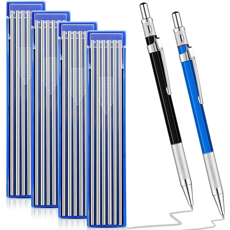 

LICG 2Pcs Streak Welders Pencil With 48 PCS Round Refills For Pipe Fitter Welder Steel Construction Fabrication Woodworking