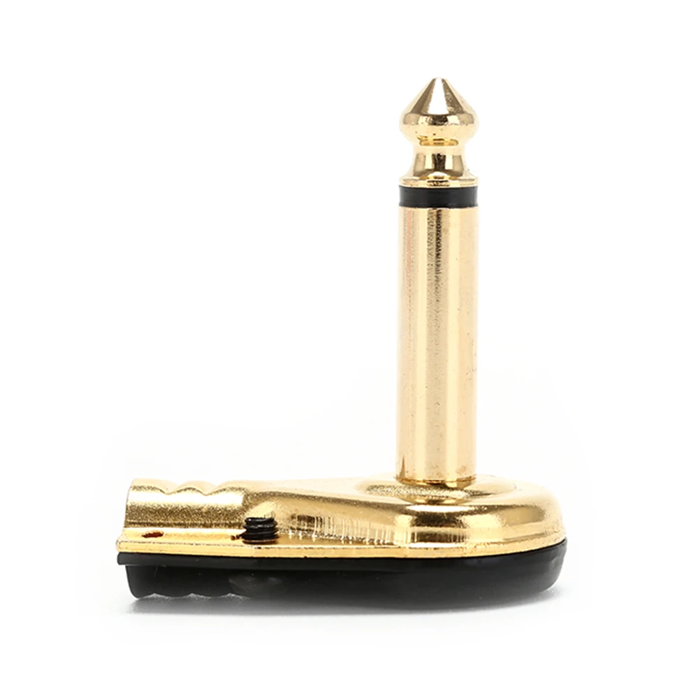 

6.35mm Mono Jack Right Angle Plug Flat Male Guitar Effects Pedal Connector Gold/Sliver