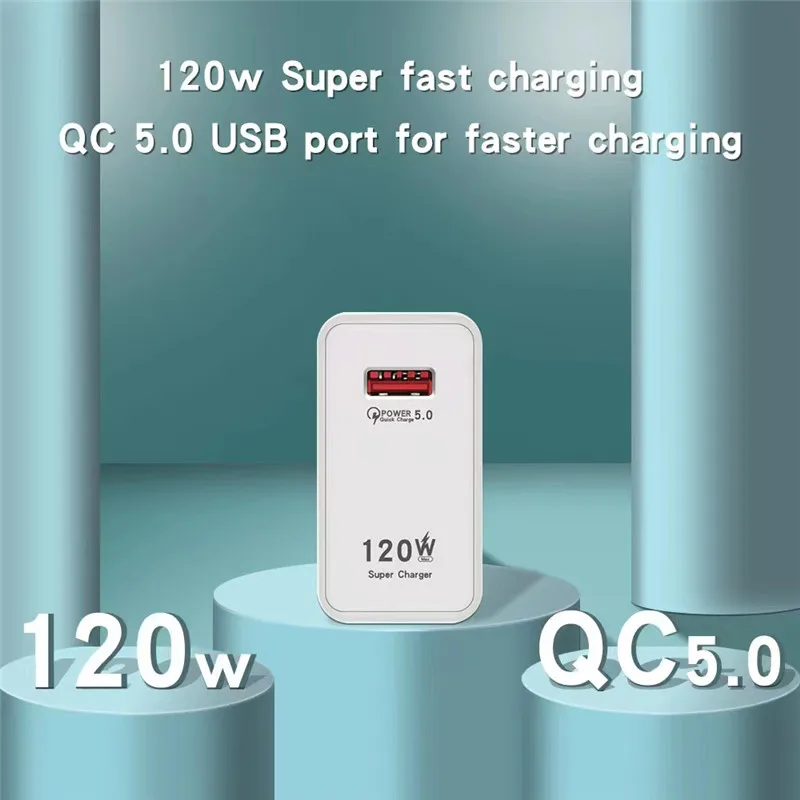 Фото Быстрая зарядка USB QC5.0 мобильный телефон 120W Gan адаптер для быстрой зарядки для Xiaomi 12 12s 12t 11 lite Redmi 10 10A 10C Note 11 10 9Pro №2