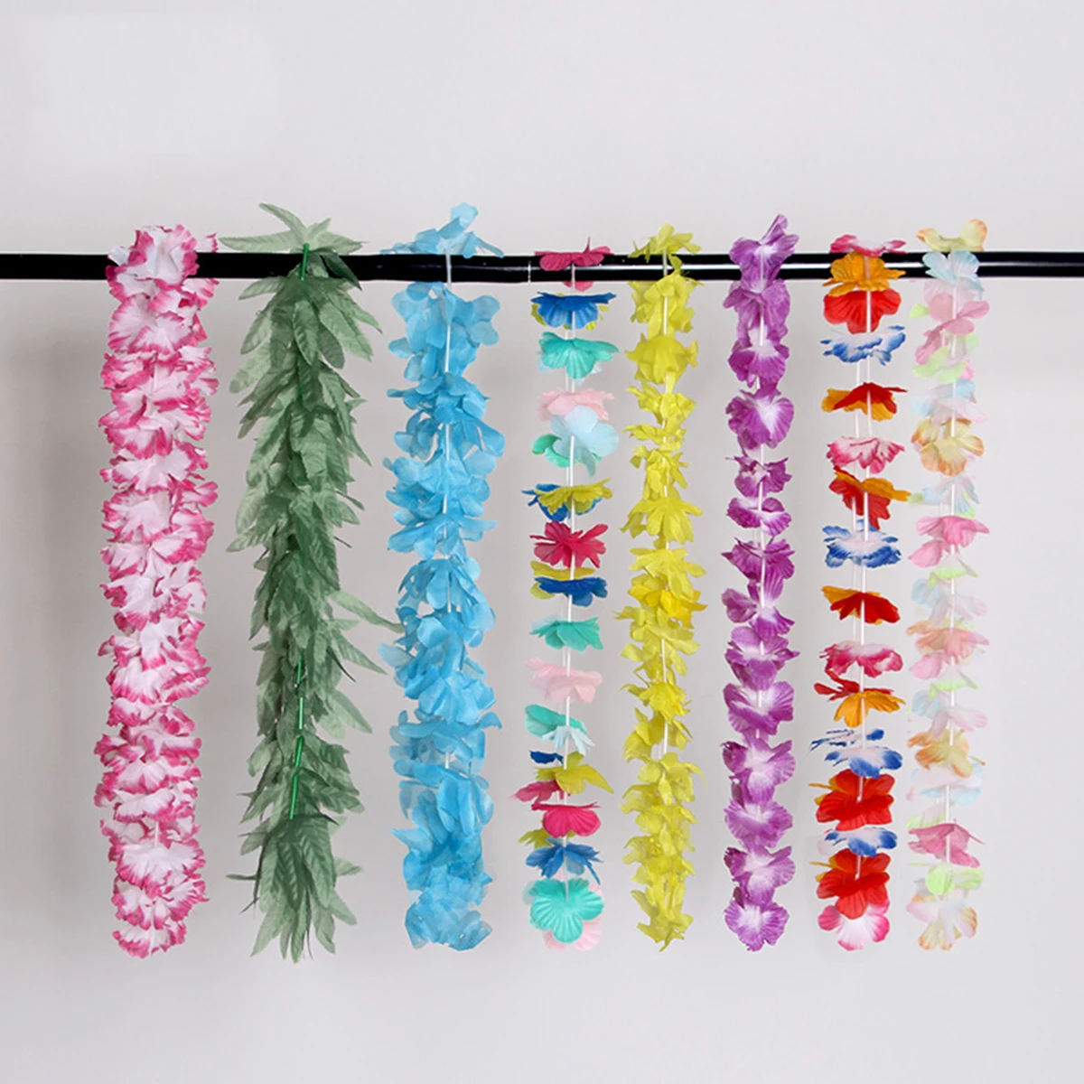 36/42 Pcs Hawaiian Leis Necklace Polyester Tropical Flower Necklace Tropical Luau Rainbow Garlands Party Artificial Decorations images - 6