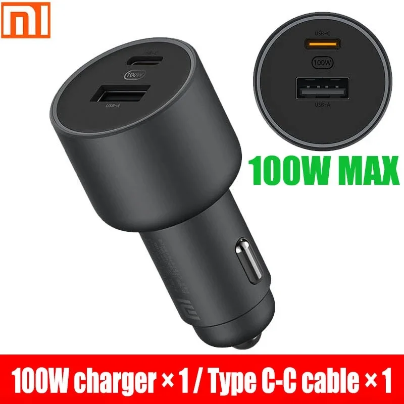 

Xiaomi Mi Mijia Car Charger 1A1C 100W 5A High Current USB-C MAX Fast Charge USB-A USB-C Dual Output Ring LED Power Indicator