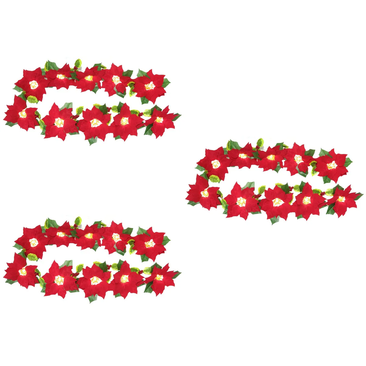 

3 Christmas Red Flower String Lamps Holiday Colorful Lights Decoration(Red 2M)