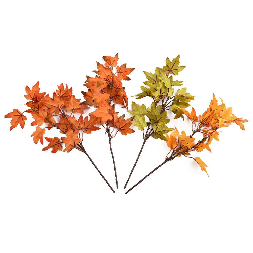 

Artificial Maple Leaves Stems Yellow Fake Plant Branches For Wedding Party Outdoor Home Garden Table Decoration Leaf Branches