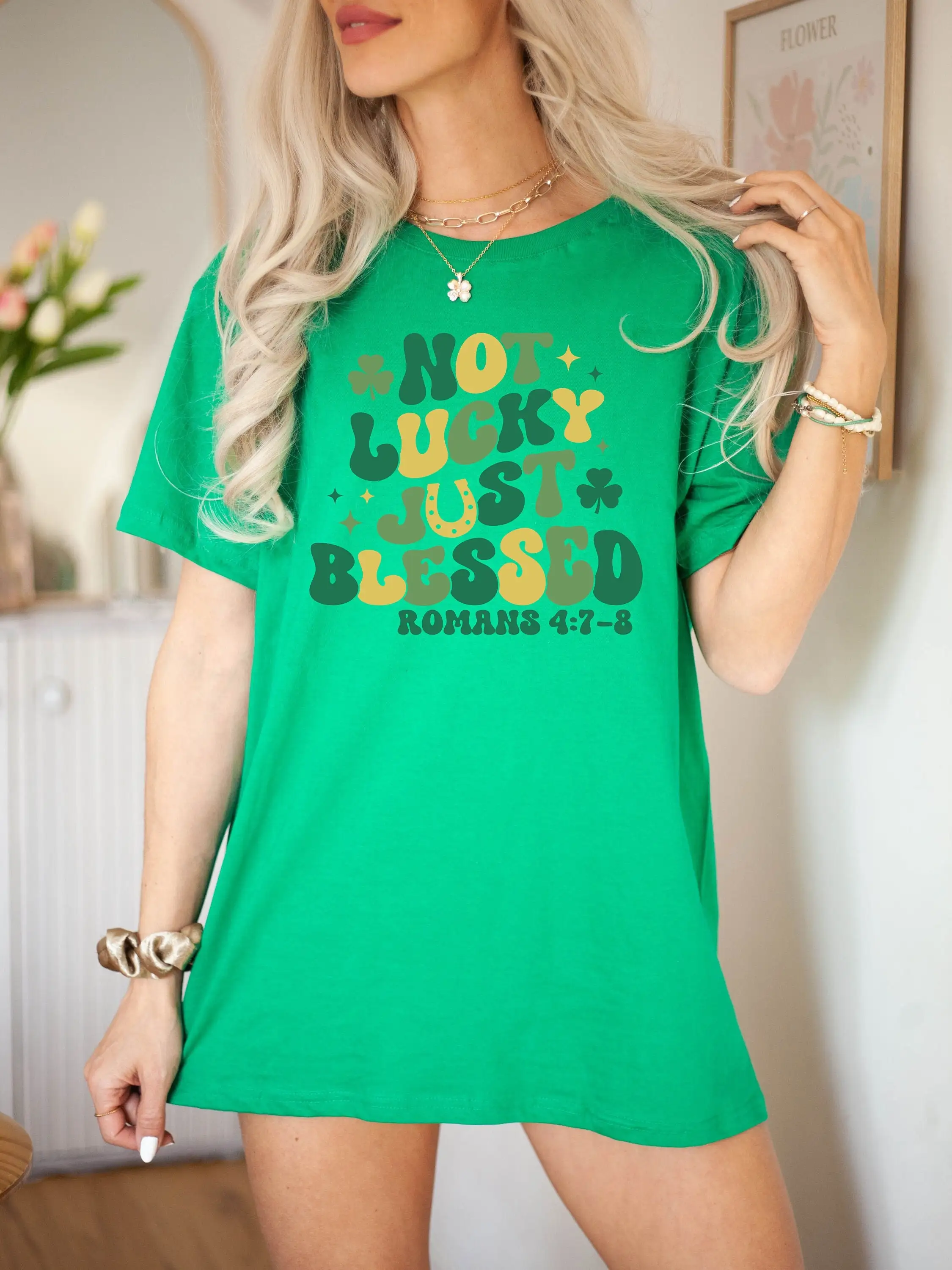 Футболка Not Lucky Just Blessed милая потная футболка ко Дню Святого Патрика для женщин