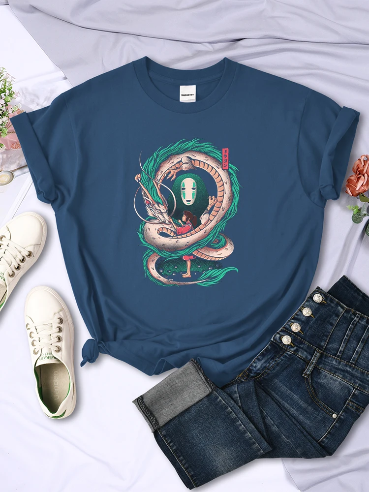 Женская футболка с принтом из аниме Spirited Away винтажные повседневные топы Модная