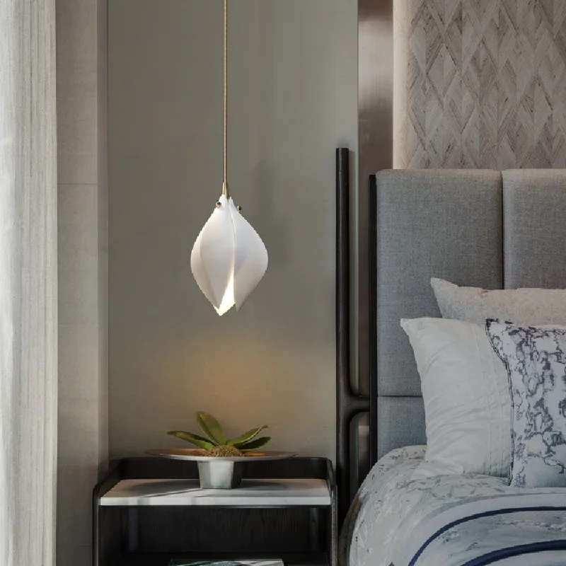 

LED pendant lamp Modern Light luxury Ceramic Magnolia Flower G9 Chandelier Villa Stairs Petal Hanging White Luxury Lamp Fixtures