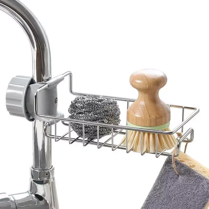 

Kitchen Stainless Steel Sink Drain Rack Shelf Basket Organizer Sponge Storage Faucet Holder Soap Drainer Bathroom Accessories