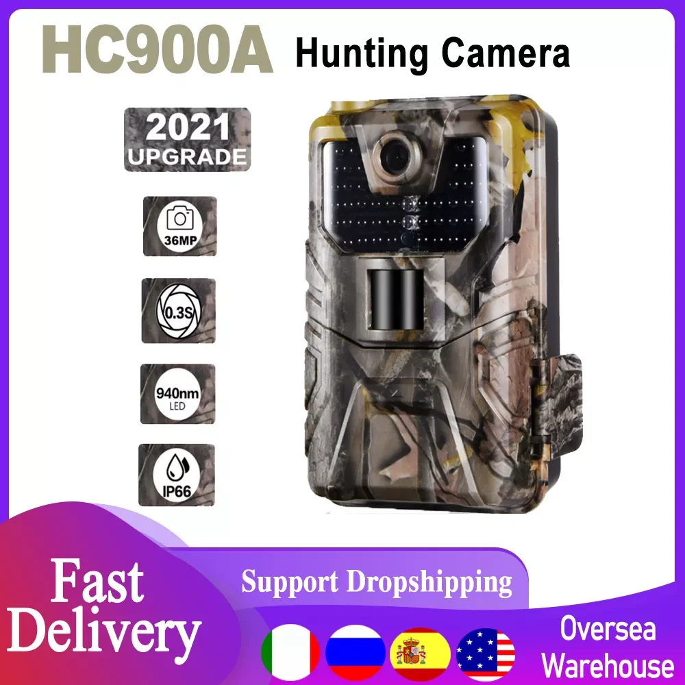 

Камера для фотоловушки 36 МП, инфракрасная Водонепроницаемая фотоловушка для дикой природы, 2,7 к, 0,3 сек, триггер, камера наблюдения с ночным в...