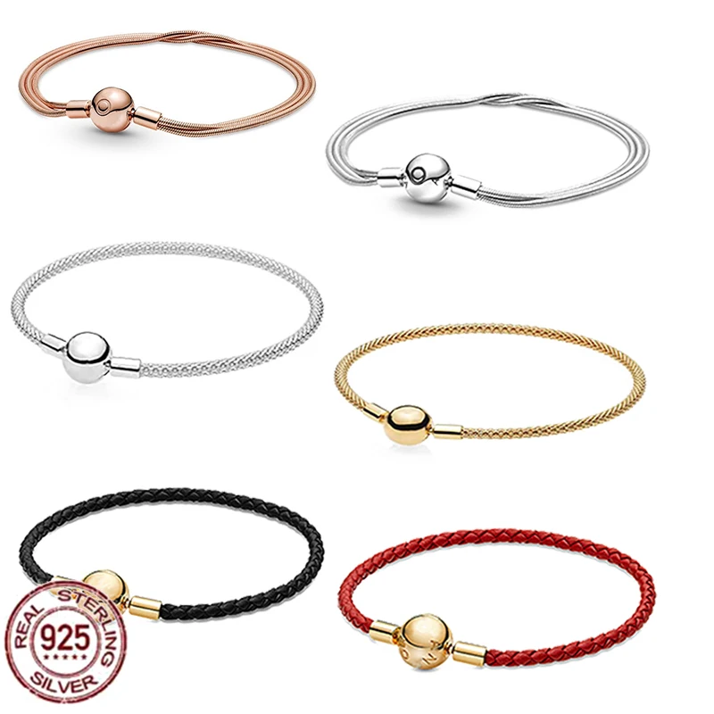 

Браслет женский универсальный из серебра 925 пробы с кожаной веревкой